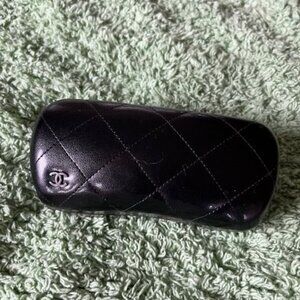 CHANEL Black Quilted Leather Eyeglass Case